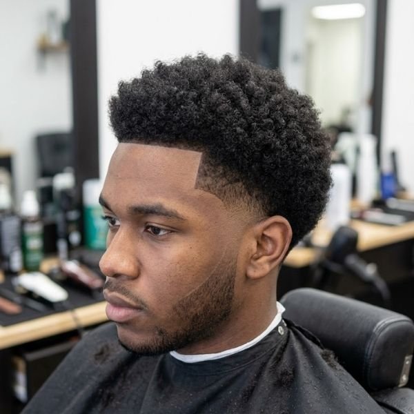 11. Mid Taper Fade Afro With Shape Up