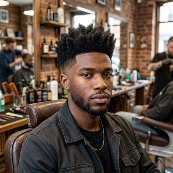 14. Mid Taper Fade Afro With High Top