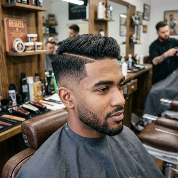 17. Mid Taper Fade With Hard Part