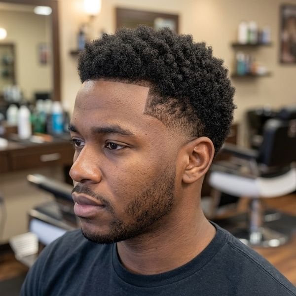 4. Short Afro With Mid Taper Fade