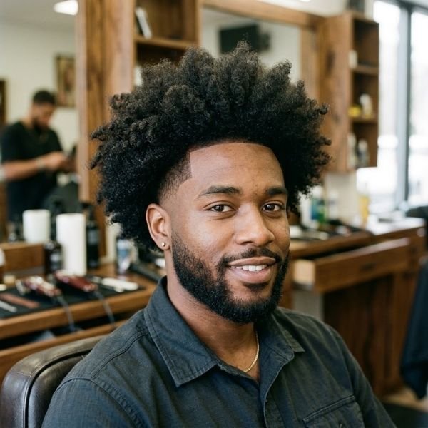 5. Long Afro With Mid Taper Fade
