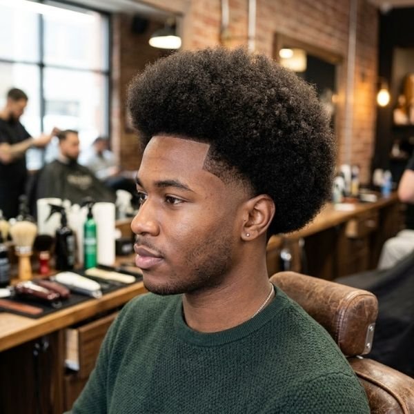 7. Big Afro With Mid Taper Fade