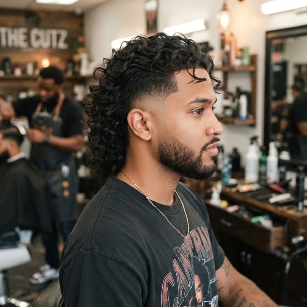Black Men's Taper Fade Mullet