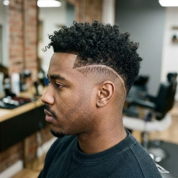 Burst Fade with Curly Hair