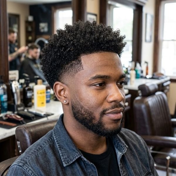 Curly Afro Taper Fade