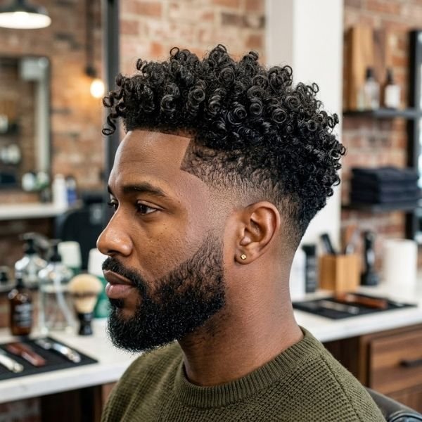 Defined Curls Taper Fade
