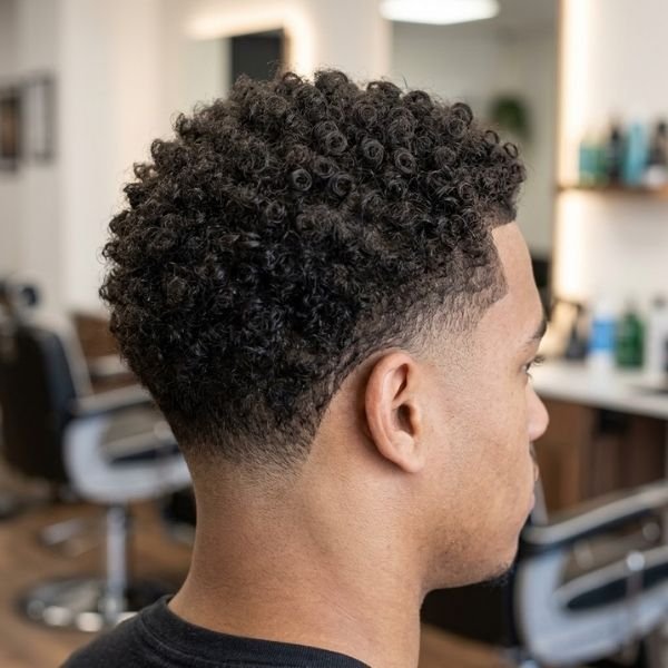 Low Taper Fade Short Curly Hair