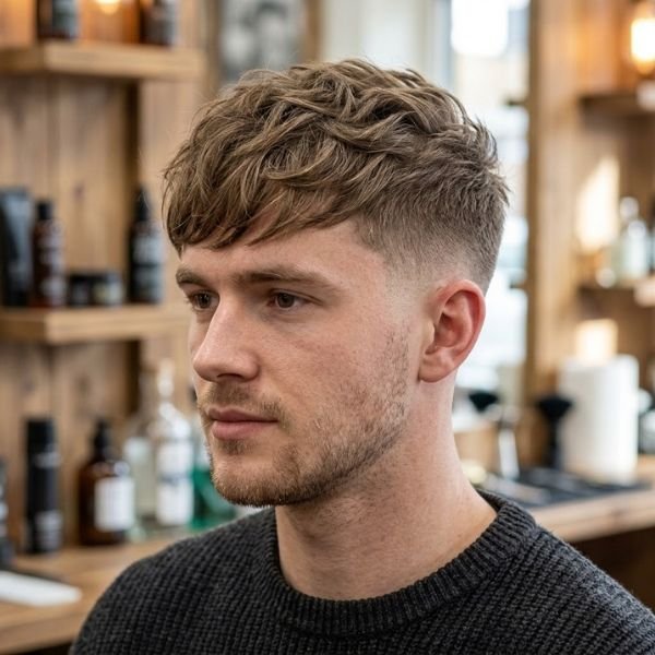 Low Taper Fade Textured Fringe for Thin Hair