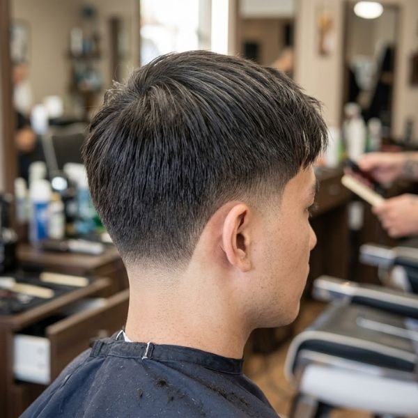 Low Taper Fade With Straight Hair