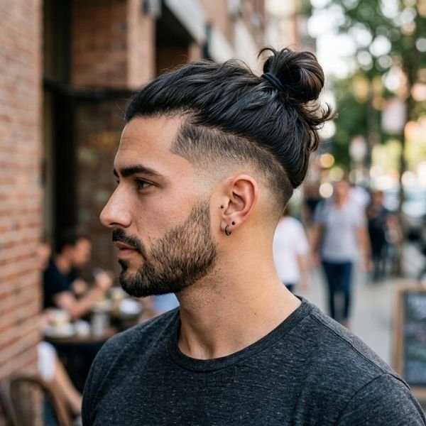 Man Bun Taper Fade