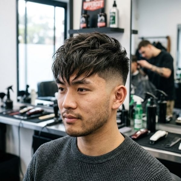 Mid Taper Fade Textured Fringe
