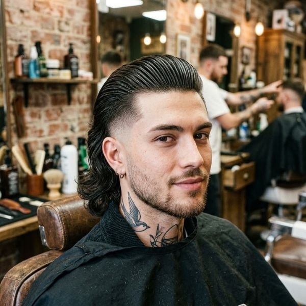Slick Back Taper Fade Mullet