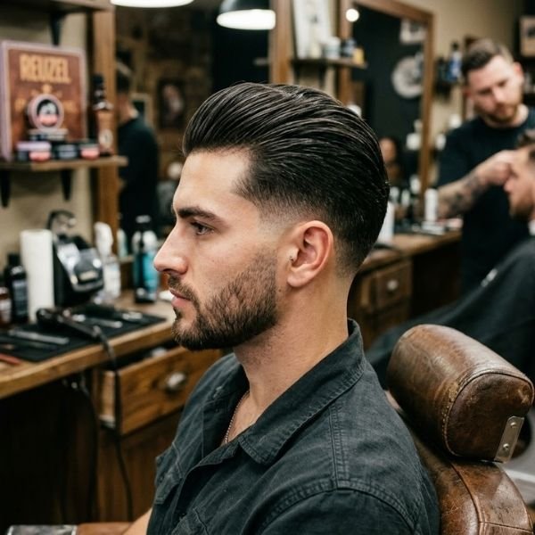 Slick Back Taper Fade with Long Hair