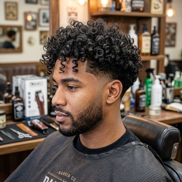 Taper Fade on Long Curly Hair