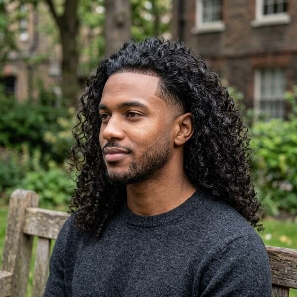 Taper Fade with Long Curly Hair