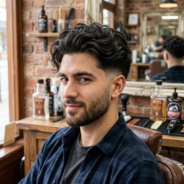 Taper Fade with Long Wavy Hair