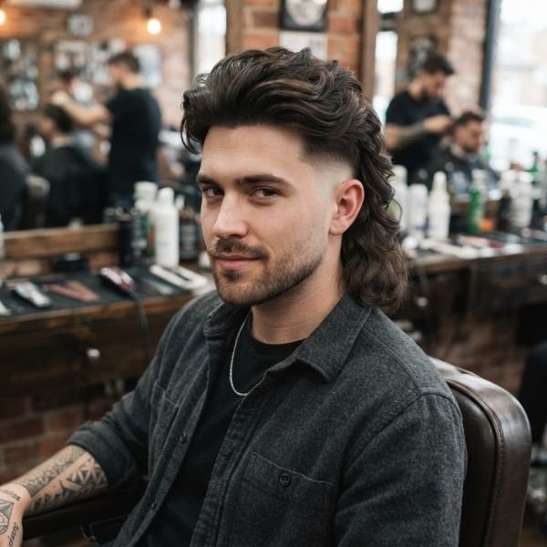 Thick Hair Taper Fade Mullet