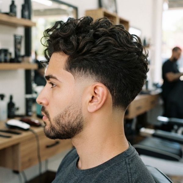 1. Classic Curly Burst Fade
