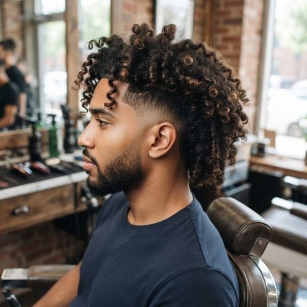 12. Long Curly Burst Fade