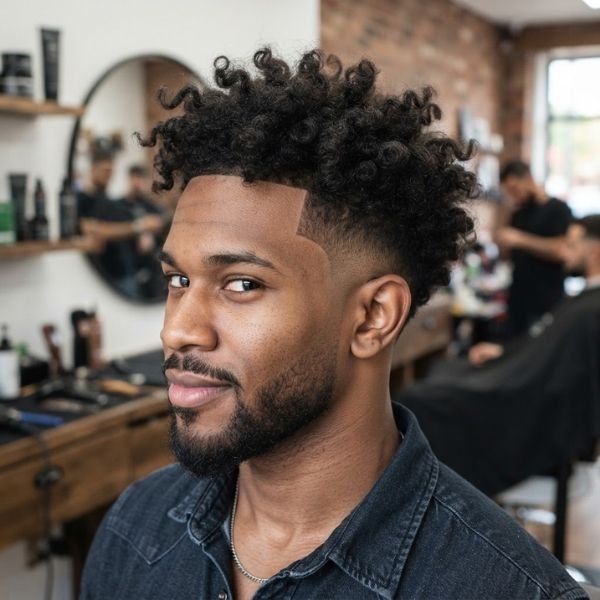15. Messy Curly Burst Fade