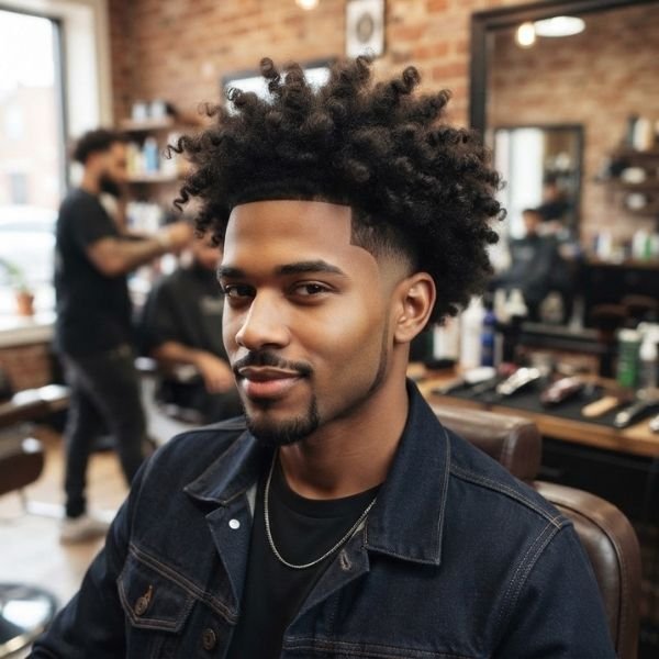 19. Curly Burst Fade Afro