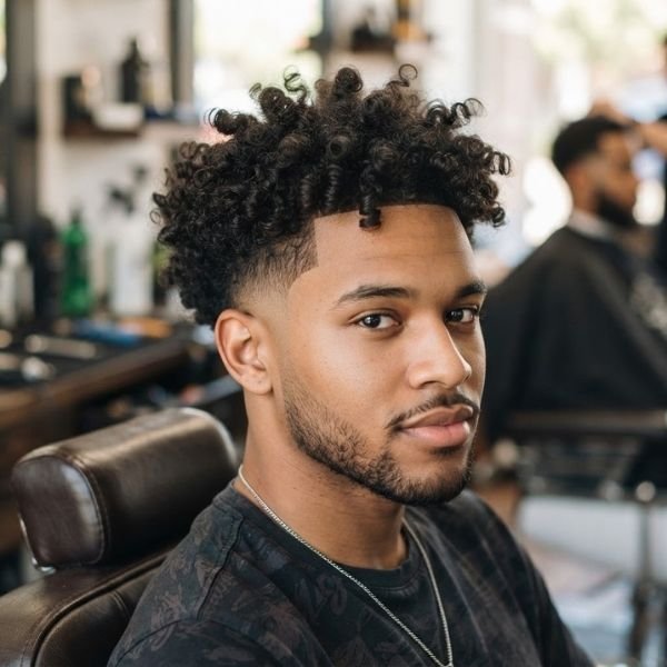 2. Modern Curly Burst Fade