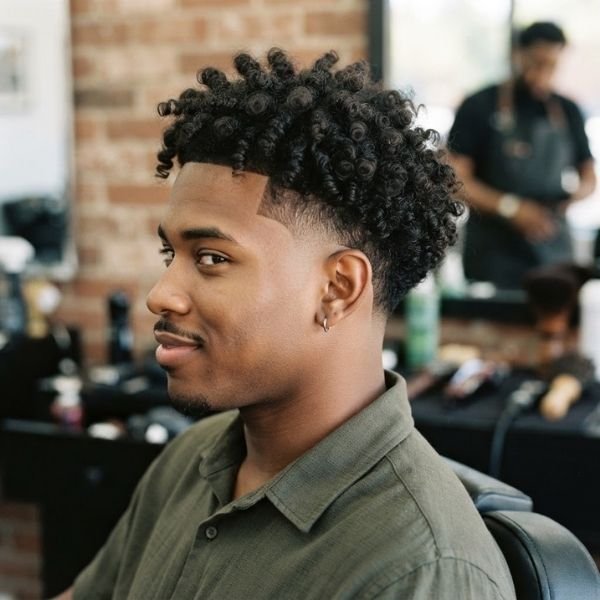 20. Curly Burst Fade for Black Men