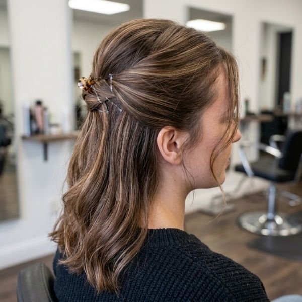 25. Half-Up Half-Down with Visible Hairline