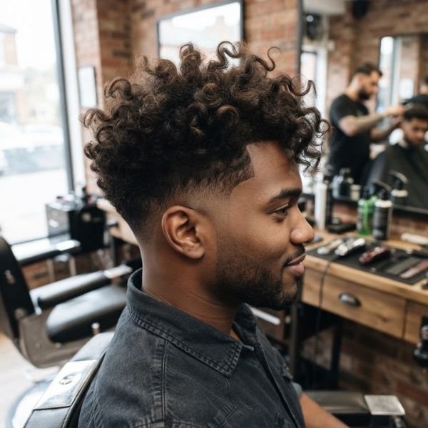 25. Loose Curly Burst Fade