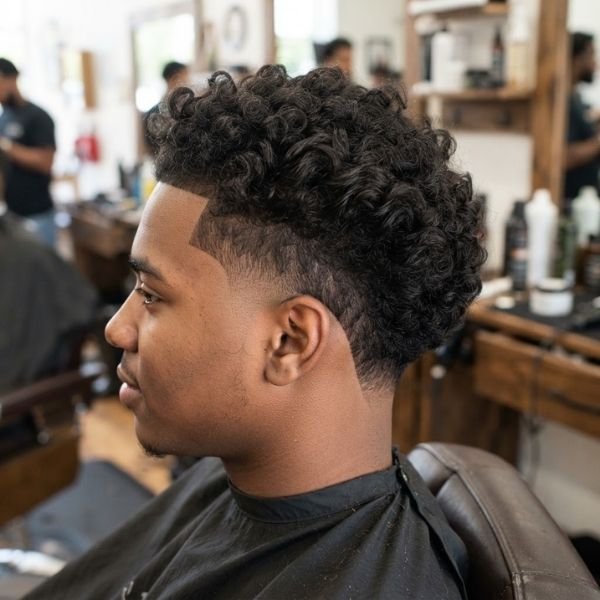 3. Low Curly Burst Fade