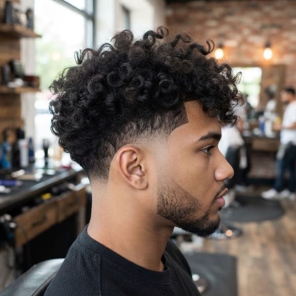 35. Curly Burst Fade with Curly Top