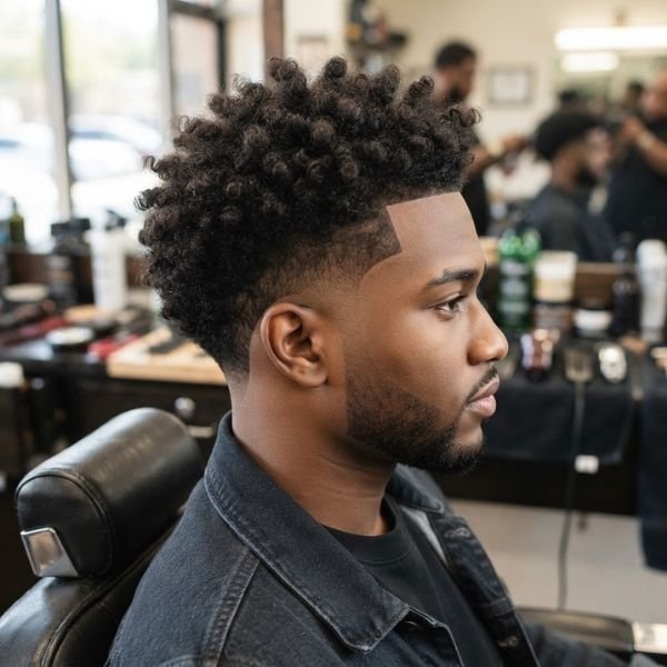 4. Mid Curly Burst Fade