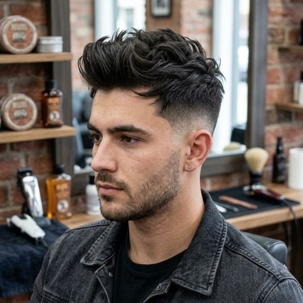 4. Textured Quiff with Mid Fade