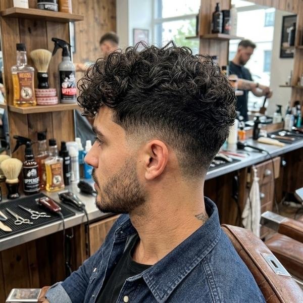 5. Curly Undercut with Mid Taper Fade