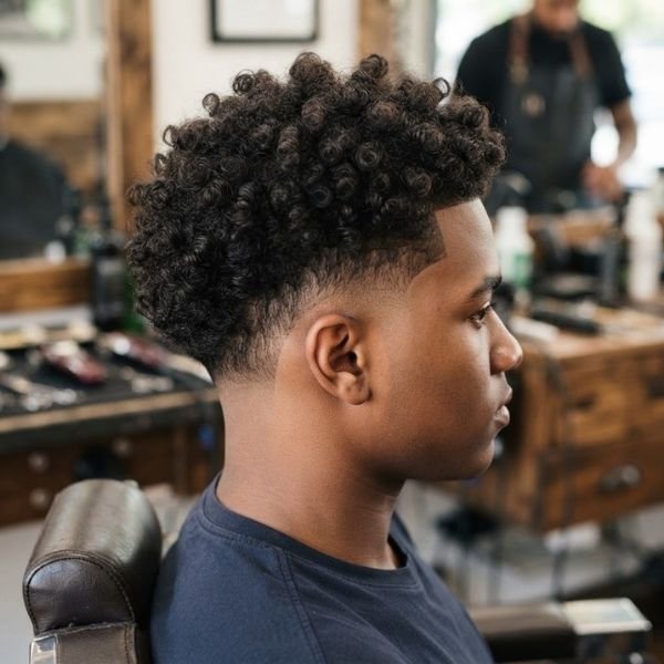 6. Skin Curly Burst Fade