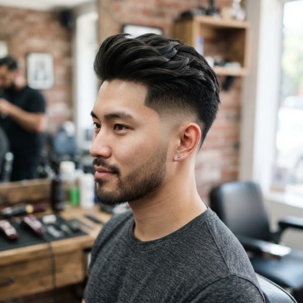 Asian Low Taper Fade Quiff Haircut