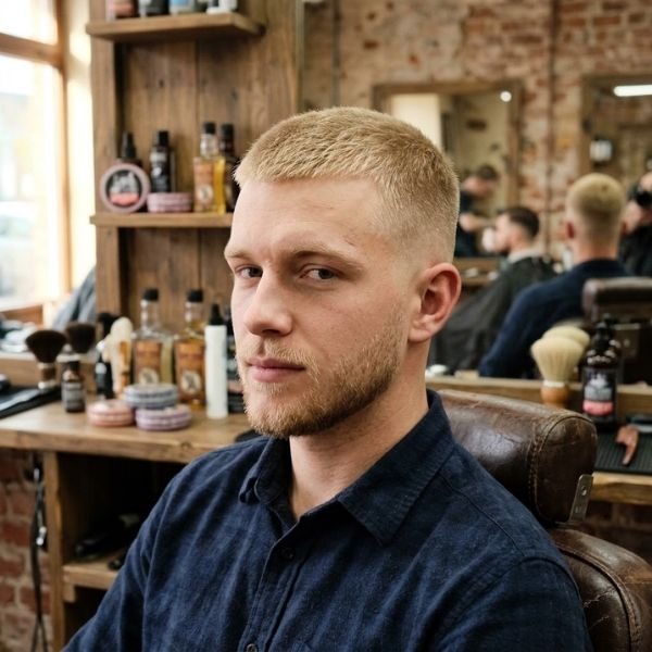 Blonde Low Taper Fade Buzz Cut