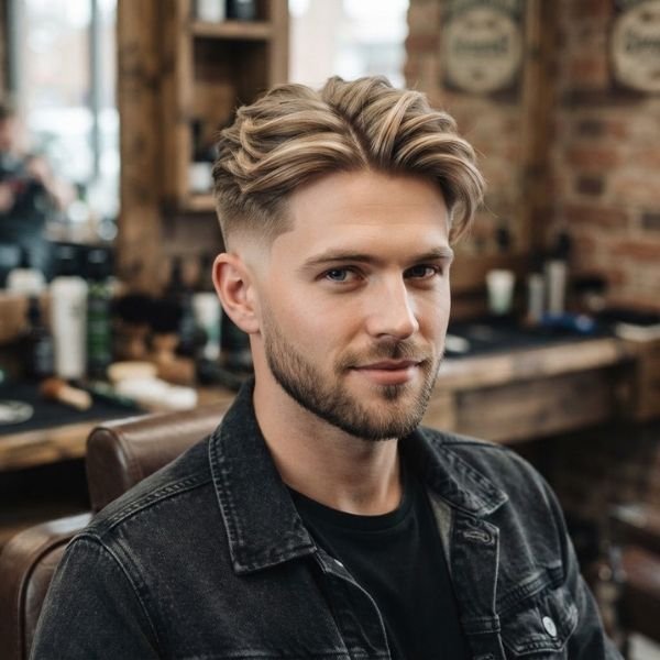 Blonde Low Taper Fade Middle Part