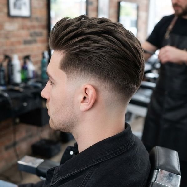 Brush Up Low Taper Fade Straight Hair