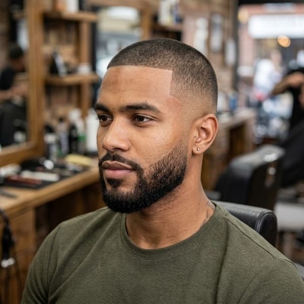 Buzz Cut with Beard and Low Taper Fade