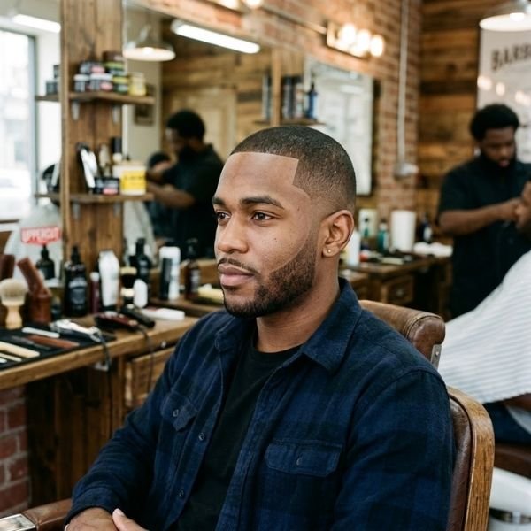 Buzz Cut with Sharp Edge Up