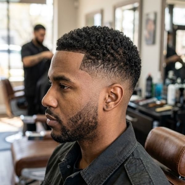Curly Low Taper Fade Buzz Cut