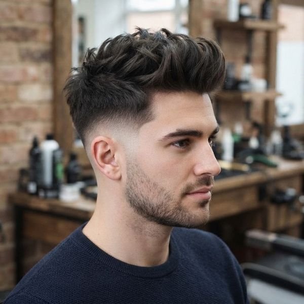 Full Textured Quiff with Low Skin Fade