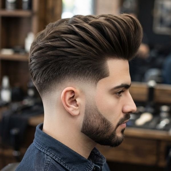 High Volume Low Taper Fade Quiff