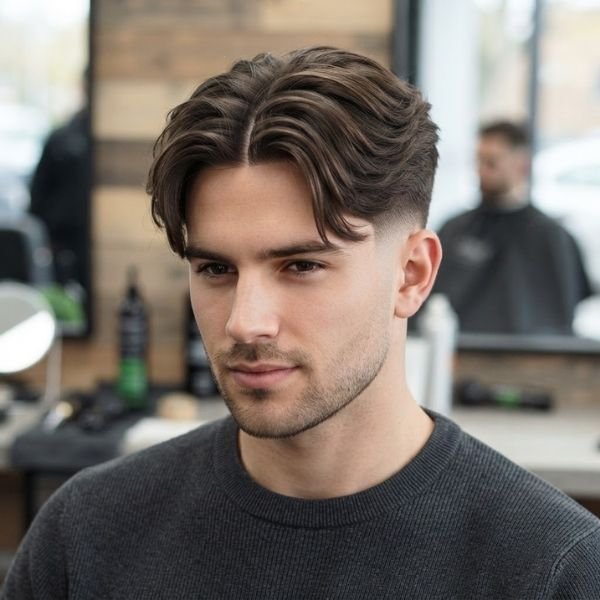 Layered Low Taper Fade Middle Part