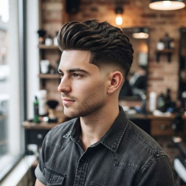 Layered Low Taper Fade Quiff Haircut