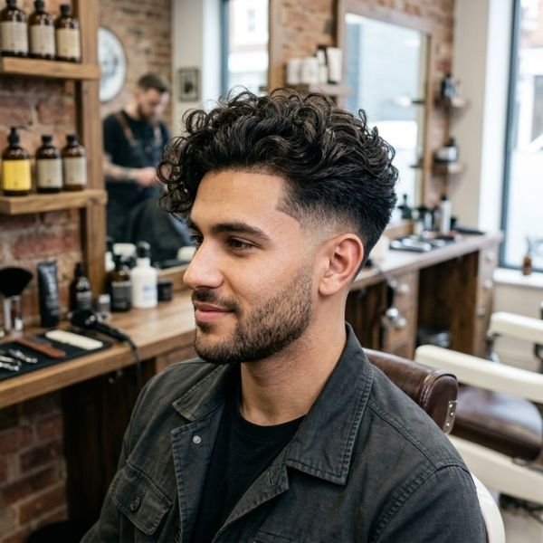 Long Curly Top with Low Fade