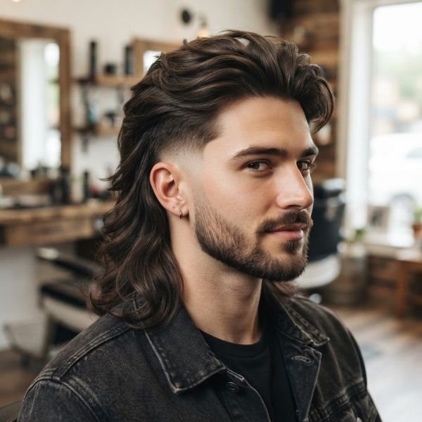 Long Mid Taper Fade Mullet