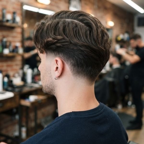 Long Top Low Taper Fade Middle Part