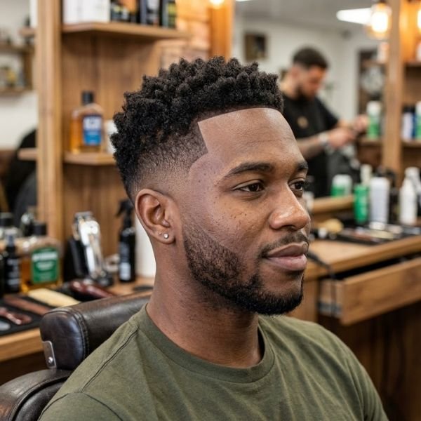 Low Taper Fade Black Haircut with Line Up
